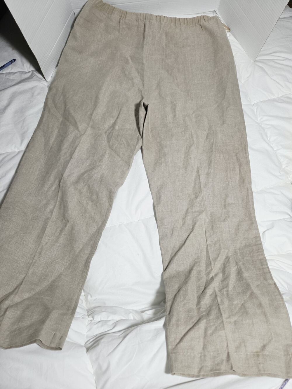 Valerie Stevens Pants Sz M Beige 100% Linen Coastal Relaxed 90's High-quality
